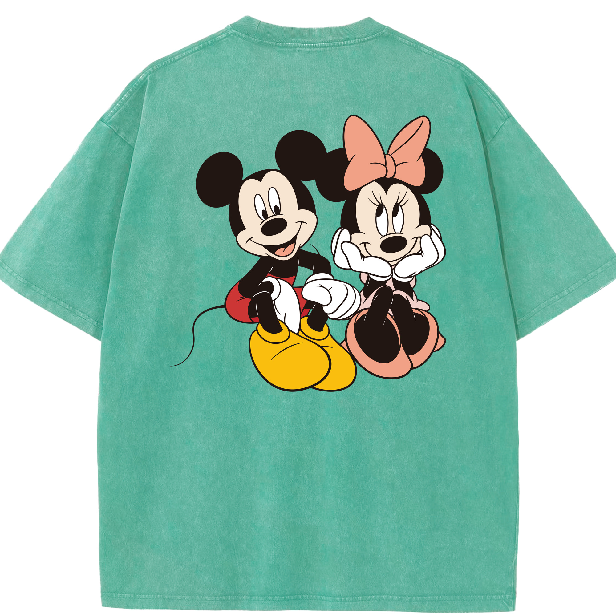 （画像用） ミッキーマウス Mickey Mouse 綿100% ヴィンテージ風 半袖Tシャツ（背面プリント）